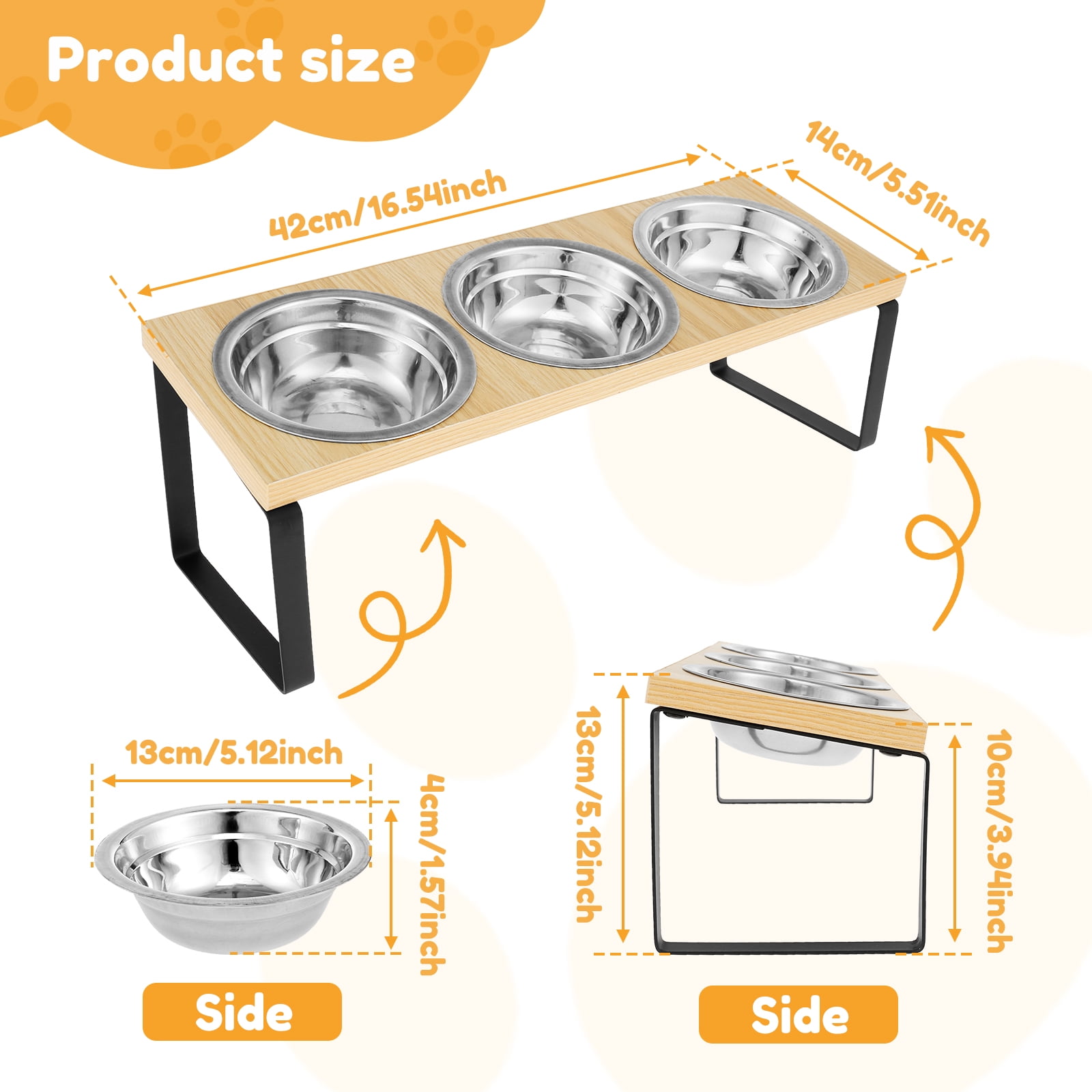 Elevated Cat Bowls Wood Cat Bowl Stand 15° Inclined Elevated Cat Food Feeder Easy to Install Raised Cat Feeder Flexible Easy to Use Elevated Cat Bowl Suitable for Cat
