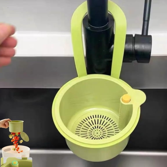 Kitchen Sink Strainer Basket, Hanging Corner Food Waste Grabber, Drain Basket Filter, Kitchen Sink Food Trap, Easy-to-push-down Liquid Design, Tool-free Installation