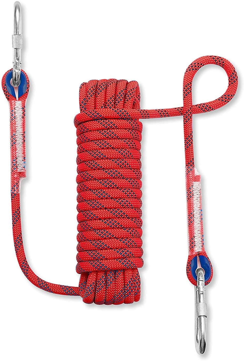 Cribun Climbing rope 10 meter 2 carabiners, 12mm climbing rope with