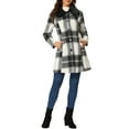 thumbnail image 2 of INSPIRE CHIC Women's Plaid Winter Faux Fur Collar Outerwear Long Coat, 2 of 6