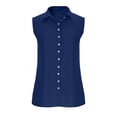 thumbnail image 6 of Vekome Button down Shirt Women Plus Size Sleeveless Tops Collared Casual Blouses Linen Solid Color Summer Tee Shirts, 6 of 8