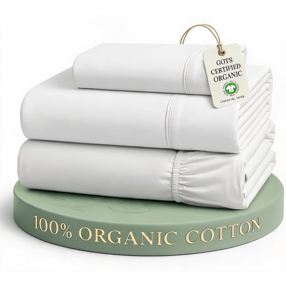 Twin Sheet Set 100% Organic Cotton Percale White