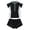 Black, variant on Daznico Girls 2-Piece Short Sleeve Zipper Front Rash Guard & Swim Shorts Set, Sporty Kids Swimwear for Beach Pool,8-9 Years