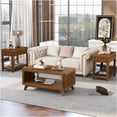 thumbnail image 4 of JERFIT 41.5 Inch Modern Farmhouse Coffee Table with Storage Shelf, Rustic Walnut Finish Rectangular Wood Center Table for Living Room, 4 of 10