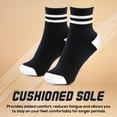 thumbnail image 3 of Forever Bambe Retro Mini Crew Socks for Women, Soft Terrycloth Cushioned Bottom Striped Socks, Athletic Quarter Calf Gym Socks (4-Pack) Black Ankle Socks With White Stripe, 3 of 6