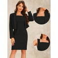 thumbnail image 2 of DARING DIVA Women's Work Suit Set Long Sleeve Blazer and Sleeveless Dress XS Black, 2 of 6