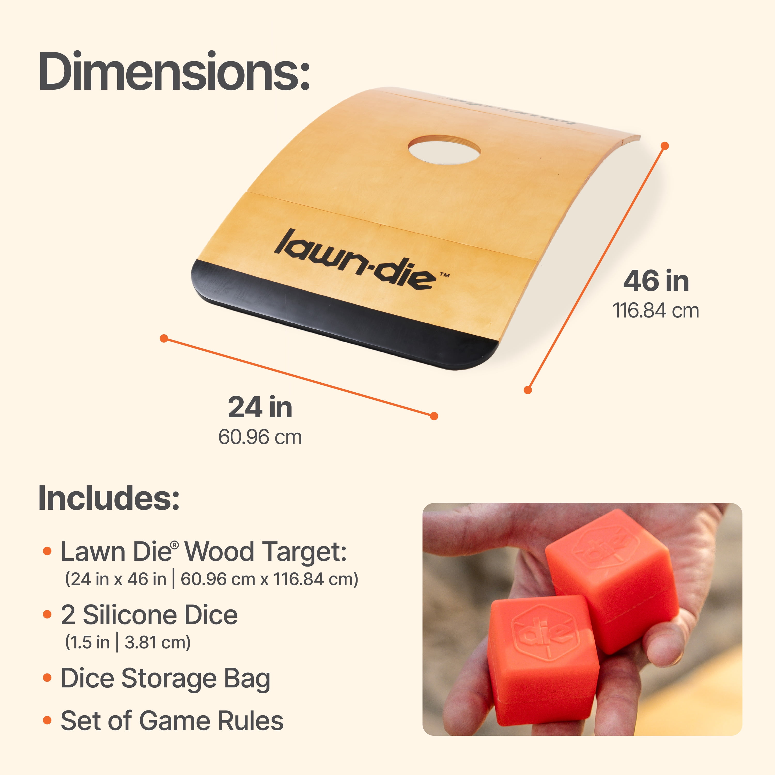Lawn Die Outdoor Toss Game – Die Meets Cornhole – Portable Backyard, Beach & Tailgate Game for 4 Players – 1 Board Set