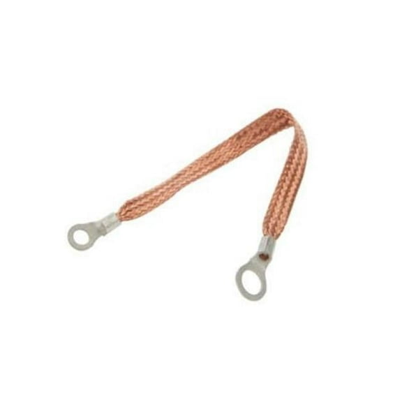 Allstar Performance ALL76329-12 12 in. Copper Ground Strap with 0.25 in. & 0.38 in. Ring