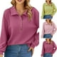 thumbnail image 1 of Suéter de maternidad,Camiseta de verano de manga larga para mujer, camisa informal con cuello vuelto, blusa de color liso, mezcla de algodón suave, para usar en casa o en el trabajo, sopatenor, 1 of 7
