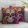 thumbnail image 3 of JEUXUS Skull and Roses High-Quality Short Plush Pillowcase White, 3 of 5
