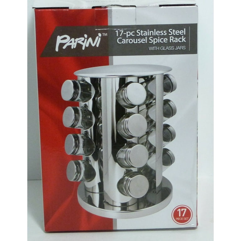 Parini Revolving Countertop Spice Rack Stainless Steel Seasoning
