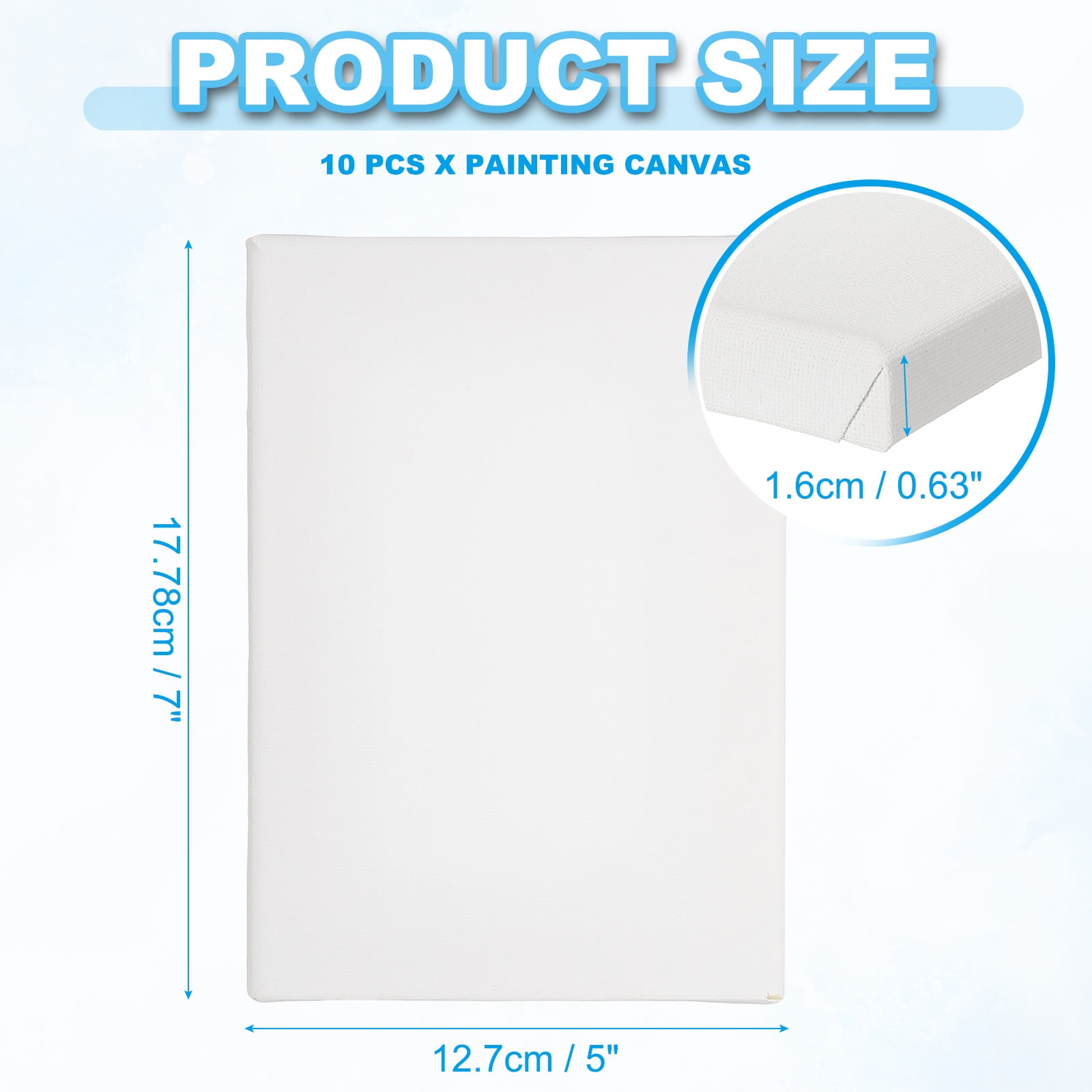 Uxcell Painting Canvas, 10 Pack 5x7" Blank Cotton Canvas Drawing Board Acrylic Oil Paint Set Art Supplies for Watercolor Oil Acrylic Gouache Tempera