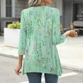 thumbnail image 4 of Tops for Women Plus Size 3/4 Sleeves Printed T-shirt Blouse Round Neck Casual Top,Womens Blouse Green, 4 of 6