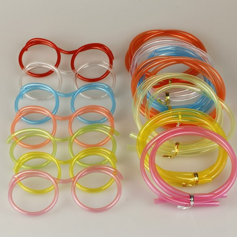 Soft Plastic Glasses Straw Funny Flexible Drinking Tube Birthday