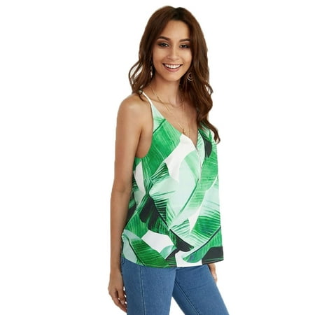 - Women's Floral Print Shirt Women Shirts Tanks Top Summer Spaghetti Strap Vest Tops