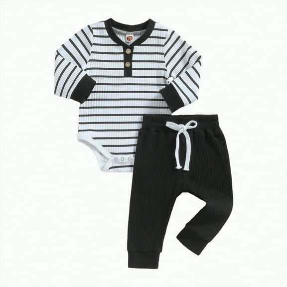 Baby Boy Girl Outfits Little Boys Autumn Winter Button Front Long Sleeve Drawstring Pants 4T 5T 6T 7T Top and Set 2Pcs