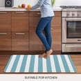 thumbnail image 6 of Aqua Striped Door Mat Indoor Outdoor, Modern Farmhouse Blue White Stripes Non Slip Welcome Mat with Rubber Backing, Absorbent Fabric Front Door Mats Entryway Rug for Home Patio Entrance 20"x31.5", 6 of 8