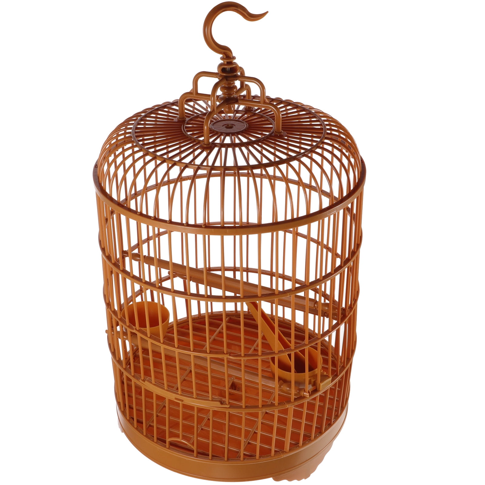 ETHZZLE 1Set Plastic Bird Cage Brown Ideal for Parrot Cockatiel Budgie with Hanging Hook and Pole