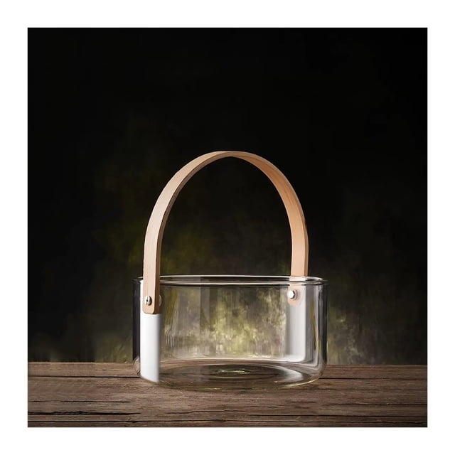 Cubitera con asas fáciles de transportar, cubos de hielo for fiestas, cubo de champán de vidrio transparente de 2,7 litros, fiestas en interiores y exteriores