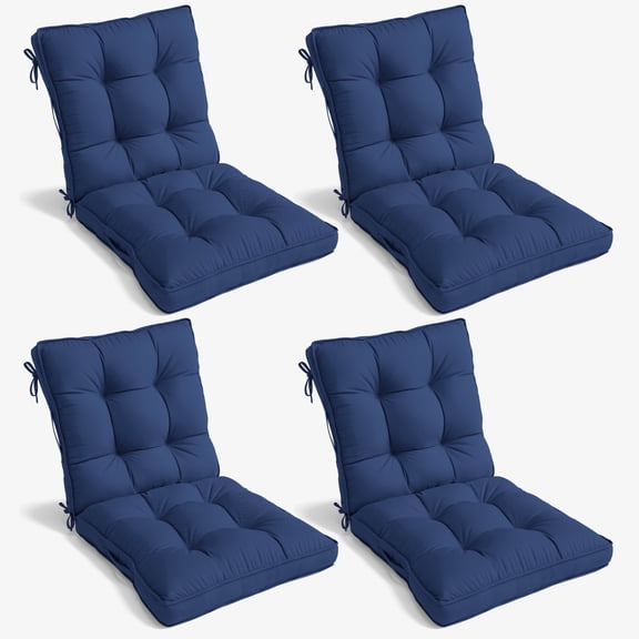 Kimunuk Outdoor Chair Cushions Set of 4, 43 x 23 x 5 in Non Slip Porch Swing Cushion Seat Back Cushions with Ties for Indoor Patio Rocking Chair, Blue
