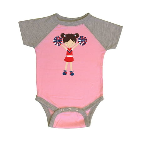 

Inktastic Cheerleaders Girl With Brown Hair Red Uniform Gift Baby Girl Bodysuit