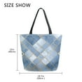 thumbnail image 5 of Open Top Canvas Tote Bag with Zipper Reusable Shopping Bag 13.5x15" Roomy Carryall Blue Plaid Pattern, 5 of 9