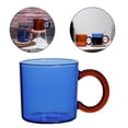 thumbnail image 3 of Taza de café de vidrio con asa, 300 ml, sin vasos, para leche, té, zumo azul, 3 of 8