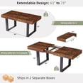 thumbnail image 2 of Joaxswe Dining Table Extendable 63 in-79 in for 4-8, Wood Rectangle with Fluted Base for Dinning Room Kitchen Living Room Farmhouse Walnut, 2 of 8