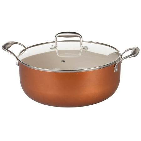 - Home Marketplace Copper Ceramic 8 Qt Stock Pot w/ Glass Lid