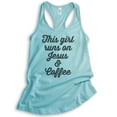 thumbnail image 1 of This Girl Runs On Jesus & Coffee Tank Top, Ladies Racerback Tank Top, Cute Coffee Tank, Jesus Tank, Cancun, X-Small, 1 of 3