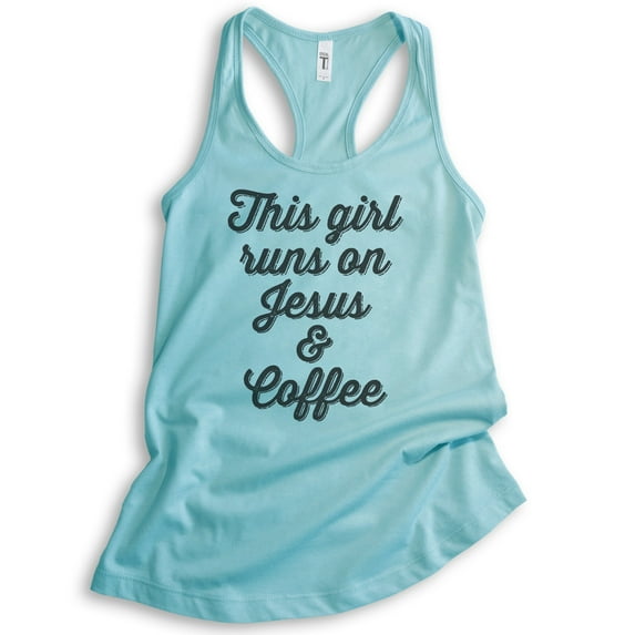 This Girl Runs On Jesus & Coffee Tank Top, Ladies Racerback Tank Top, Cute Coffee Tank, Jesus Tank, Cancun, X-Small