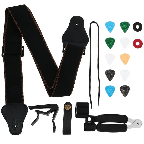 Lixi 1 Set Guitar Accessories Kit Guitar Strap Capo Electric Guitar Strap with Guitar Picks