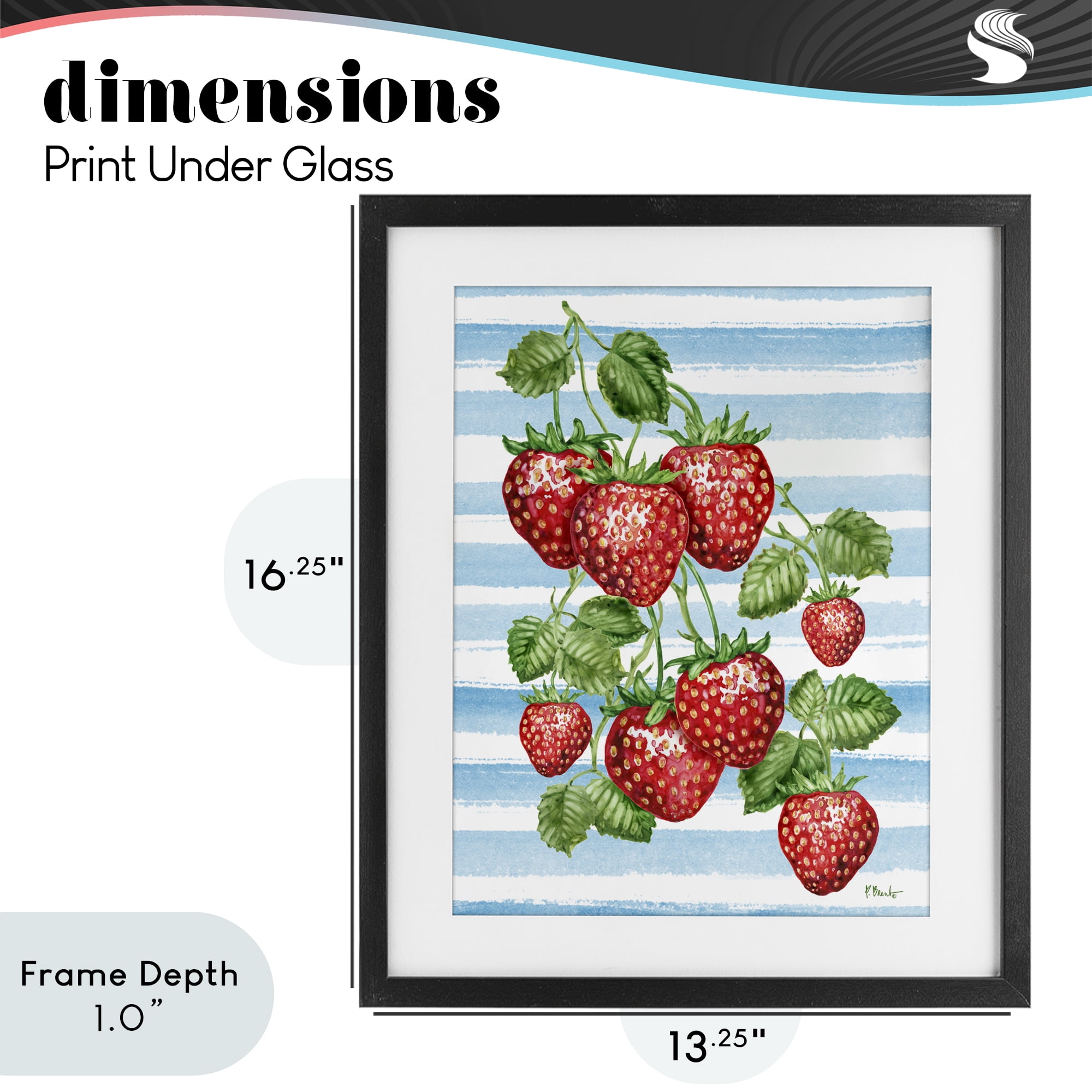 Stupell Industries Juicy Strawberry Vine Black Framed Print Under Glass, design by Paul Brent