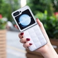 thumbnail image 3 of ELEHOLD Full Body Case for Samsung Galaxy Z Flip 6, Trellis Design Bling Sparkly Shockproof Leather Case for Women Men,White, 3 of 6