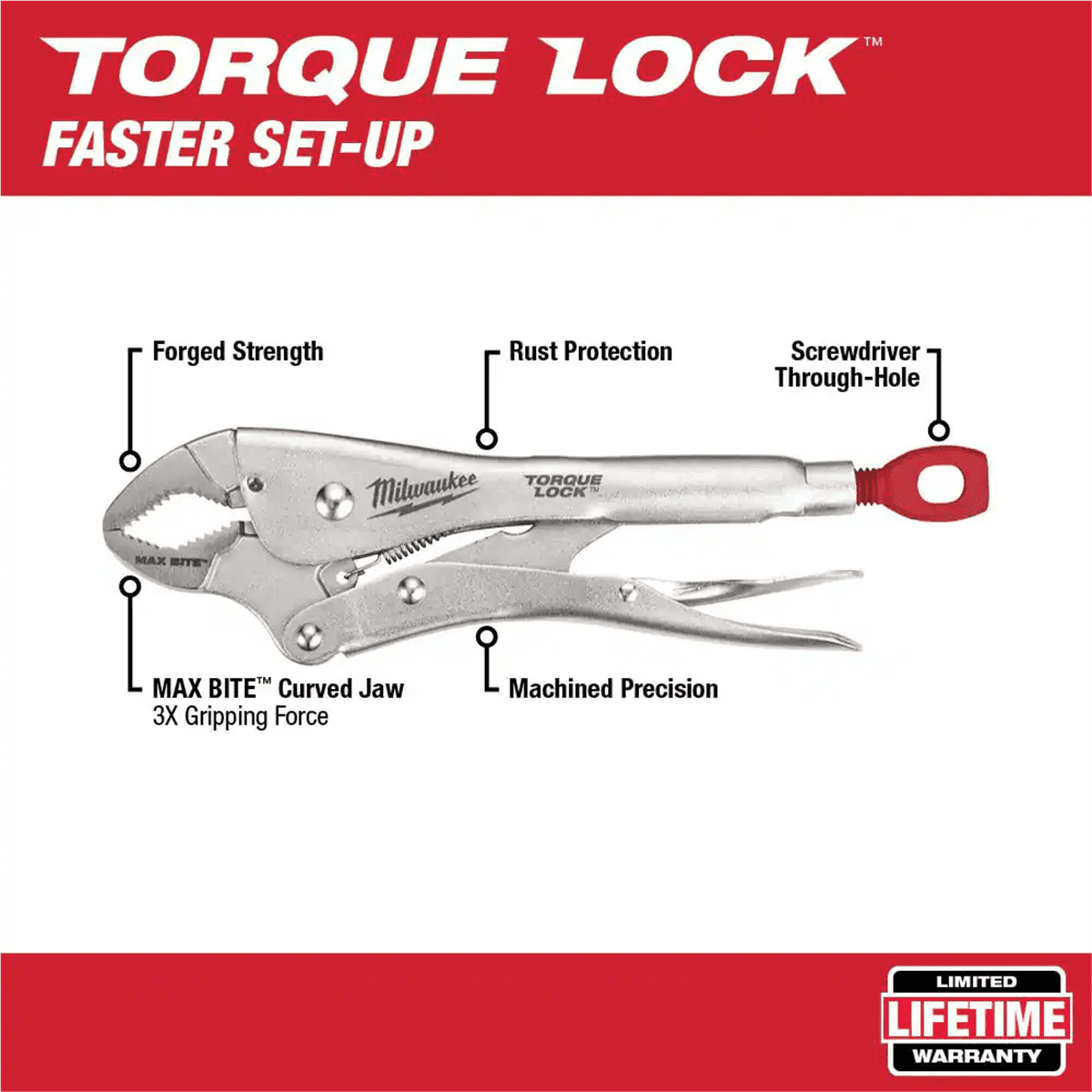 Milwaukee 48-22-3421 7" TORQUE LOCK Curved Jaw Locking Pliers