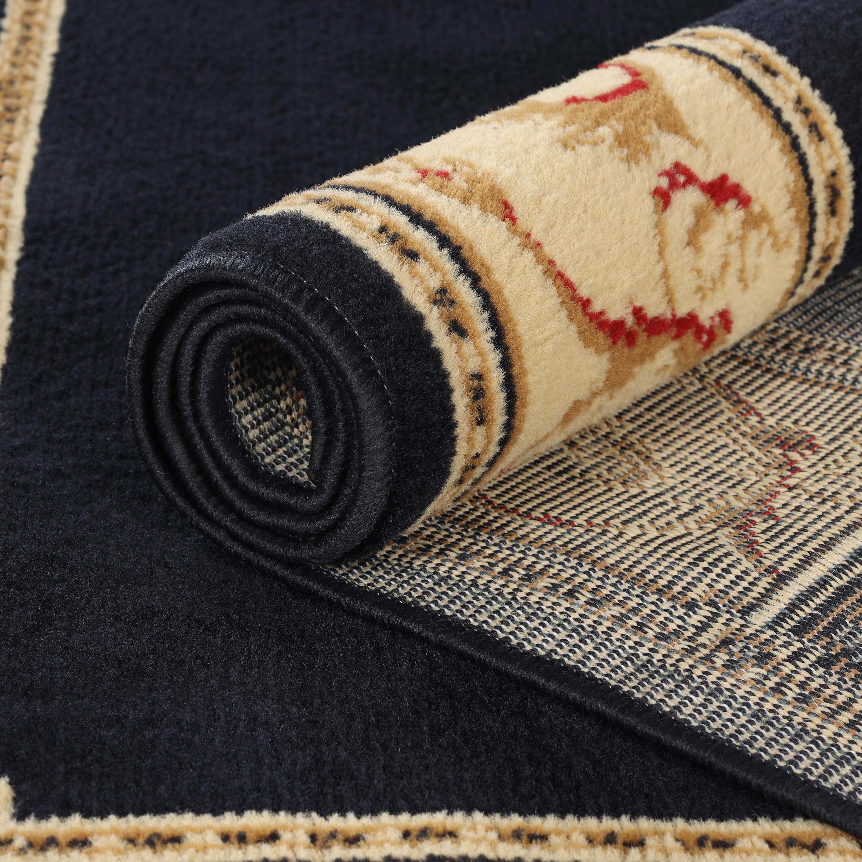 Superior Classic Elegant Floral Medallion Power-Loomed Indoor Area Rug, Midnight Blue, 5' x 8'