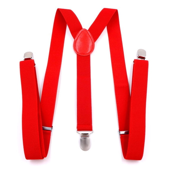 Tirantes para hombre en azul marino clásico - Tirantes con clip resistentes - Totalmente ajustables y elásticos 1 unidad, rojo