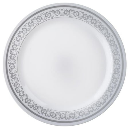 Balsacircle 10 Pcs Disposable Plastic Plates With Trim For Wedding