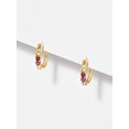 thumbnail image 4 of Gold over Sterling Silver Genuine Multi-Gemstone Huggie Hoops, 4 of 4