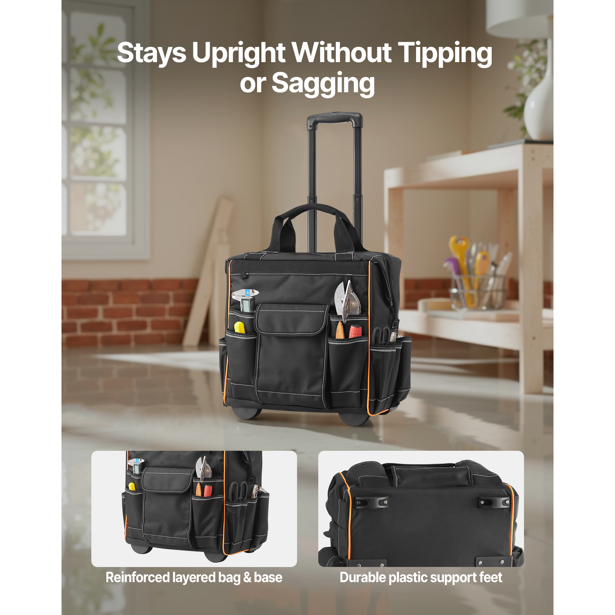 KFFKFF Rolling Tool Bag with Wheels, 110 Lb Capacity photo 5