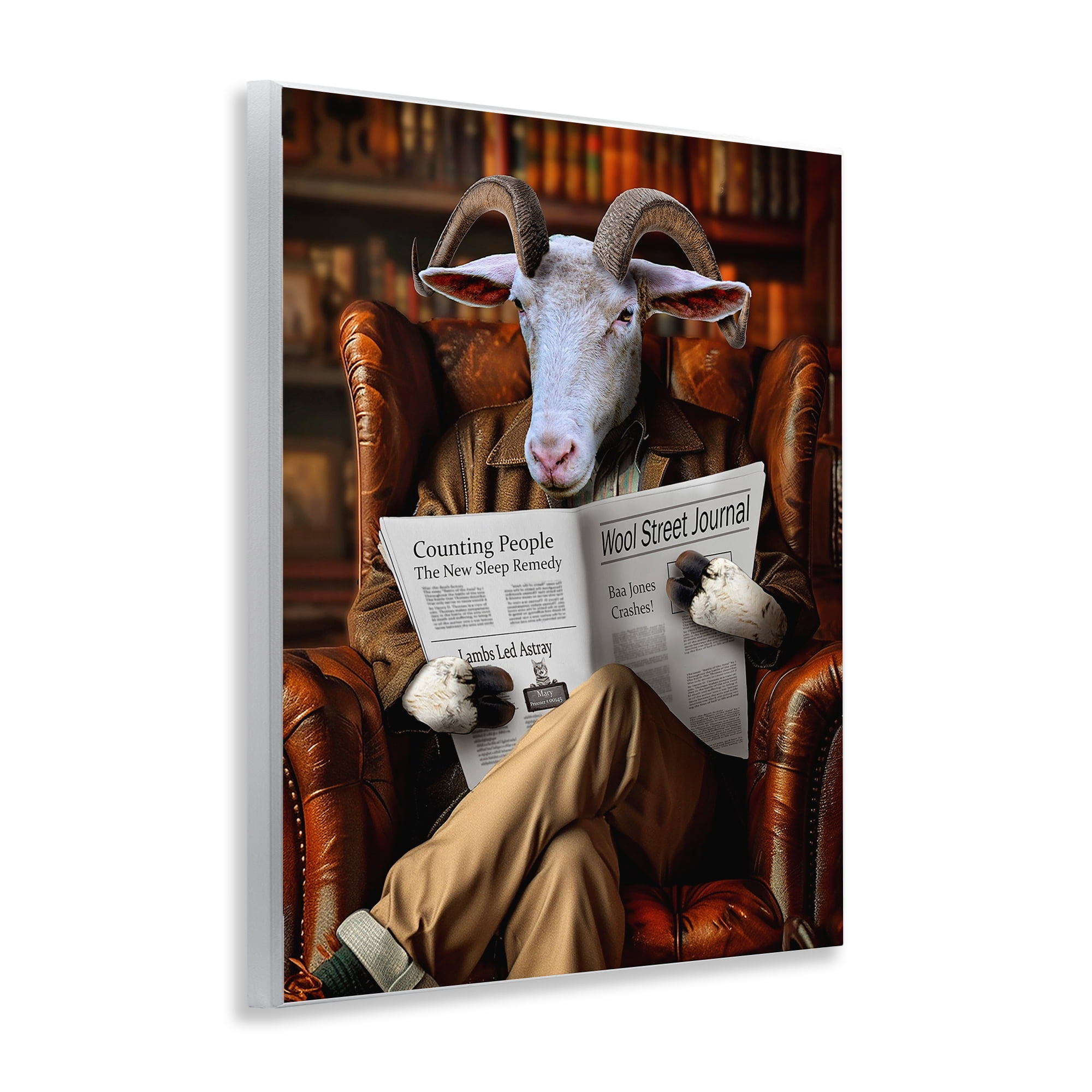 Stupell Industries Goat in Vintage Library Animals & Insects Painting Unframed Art Print Wall Art, 11 x 14