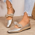 thumbnail image 2 of Rokment Bow Metallic Dress Shoes for Women Bride Wedding 2026 Fall Fashion Casual Leather Pointed Toe Ballet Flat Comfortable Low Heels Walking Slip on Dressy Loafers Gold Size 6.5, 2 of 6