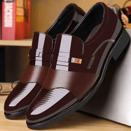 Men s leather shoes business formal shoes slip-on casual leather shoes youth fashion leather shoes Zkysteio