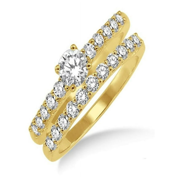 0.50 Carat Elegant Bridal Set with Round Cut Diamond in 10k Yellow Gold