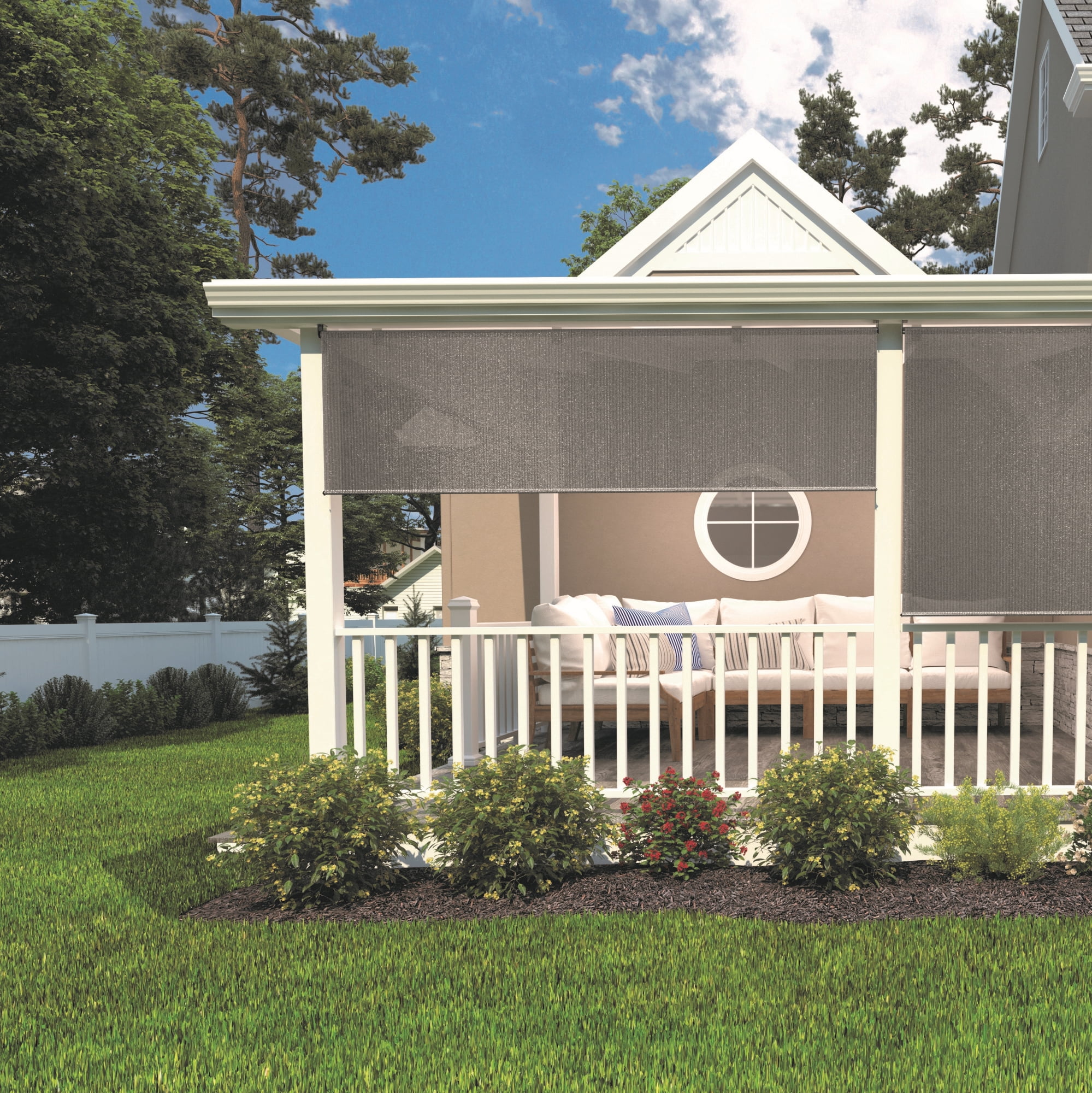 Coolaroo Wand Operated Outdoor Roller Shade; 85% UV Block, 8x6', Steel Gray, Breathable Fabric