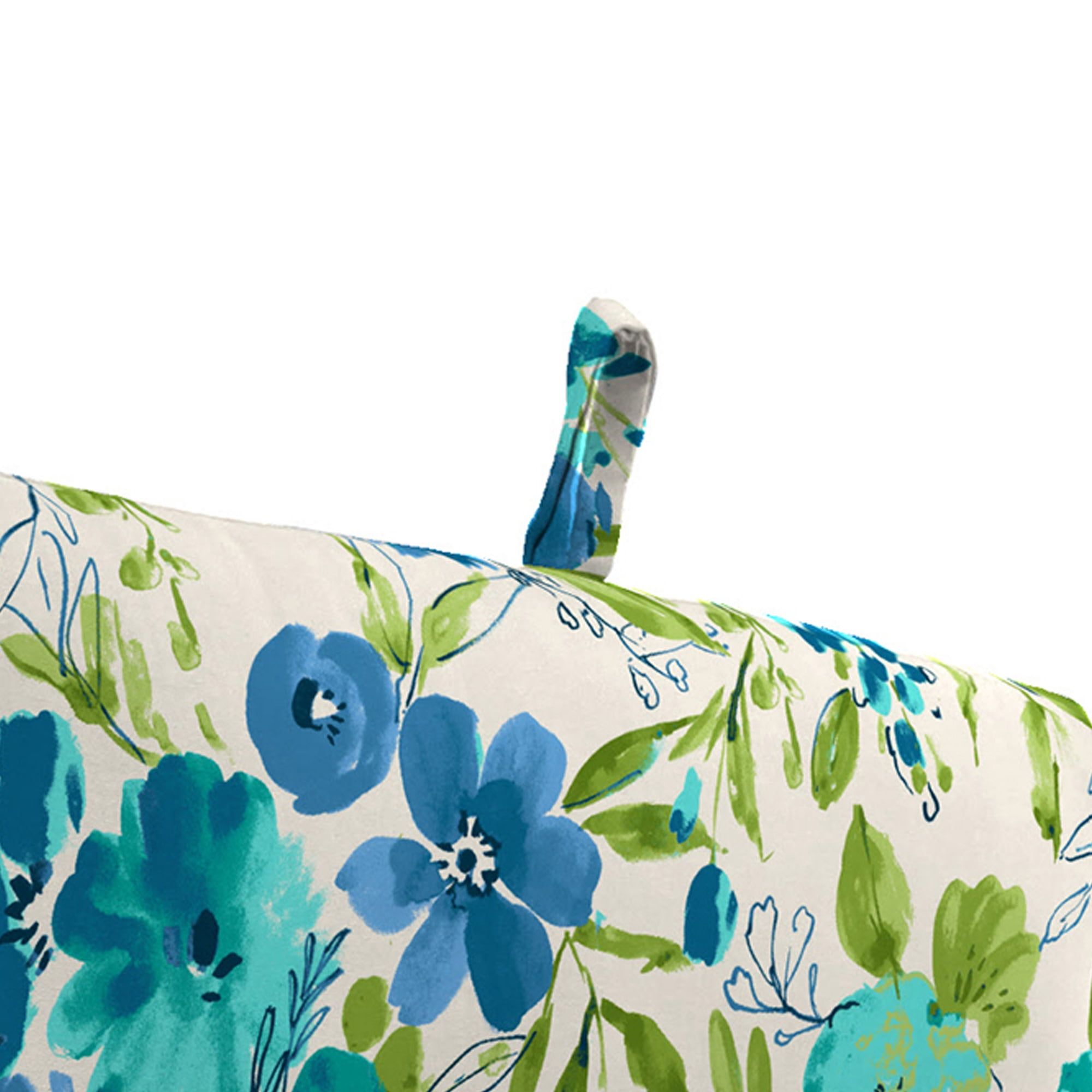 Jordan Manufacturing 44" x 22" Bettina Aqua Cream Floral Rectangular Outdoor Chair Cushion with Ties and Hanger Loop (2 Pack)