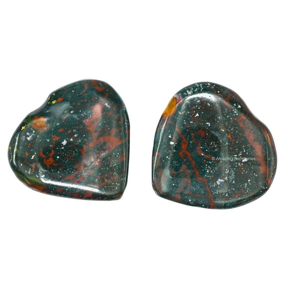 Bloodstone Stone Heart - Pack of 2 Crystal Heart Stones