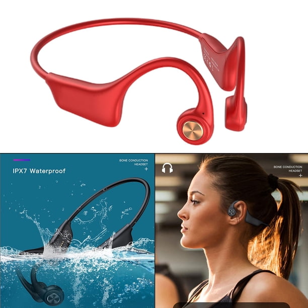 Auriculares de conducción ósea 5.0 Auriculares con oreja abierta Auriculares con micrófonos Ligeros IPX6 Impermeables para rojo