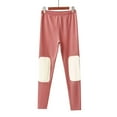 thumbnail image 4 of Rohuuque Fall Winter Pajamas Set for Women Detachable Padding Thermal Set Crewneck Top with Knee Patch Warm Pants Sleepwear Pink, 4 of 9