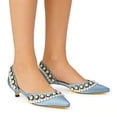 thumbnail image 3 of XYD Women Elegant Pearls D'Orsay Pumps Pointed Closed Toe Low Heels Slip-on Kitten Evening Shoes Size 12.5 Blue, 3 of 4